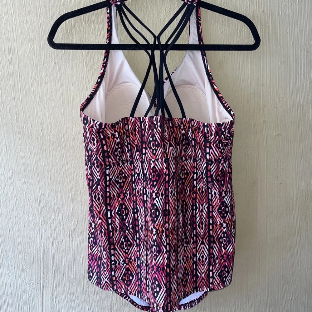 Ava & Viv Womens Plus Tankini Swim Top 16 red blAck strappy